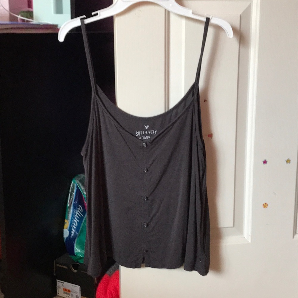 AE gray button tank top
